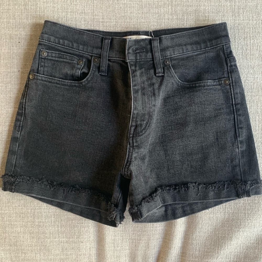 Madewell high rise black denim shorts